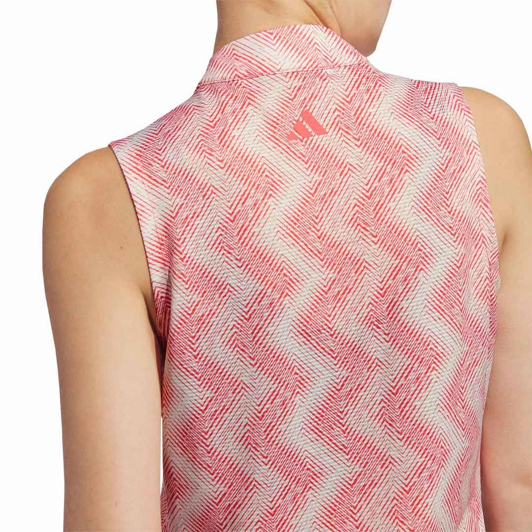 adidas - Women's Ultimate365 Ottoman Printed Sleeveless Polo (IP4233) Performance Stretch Comfort Fit Collar