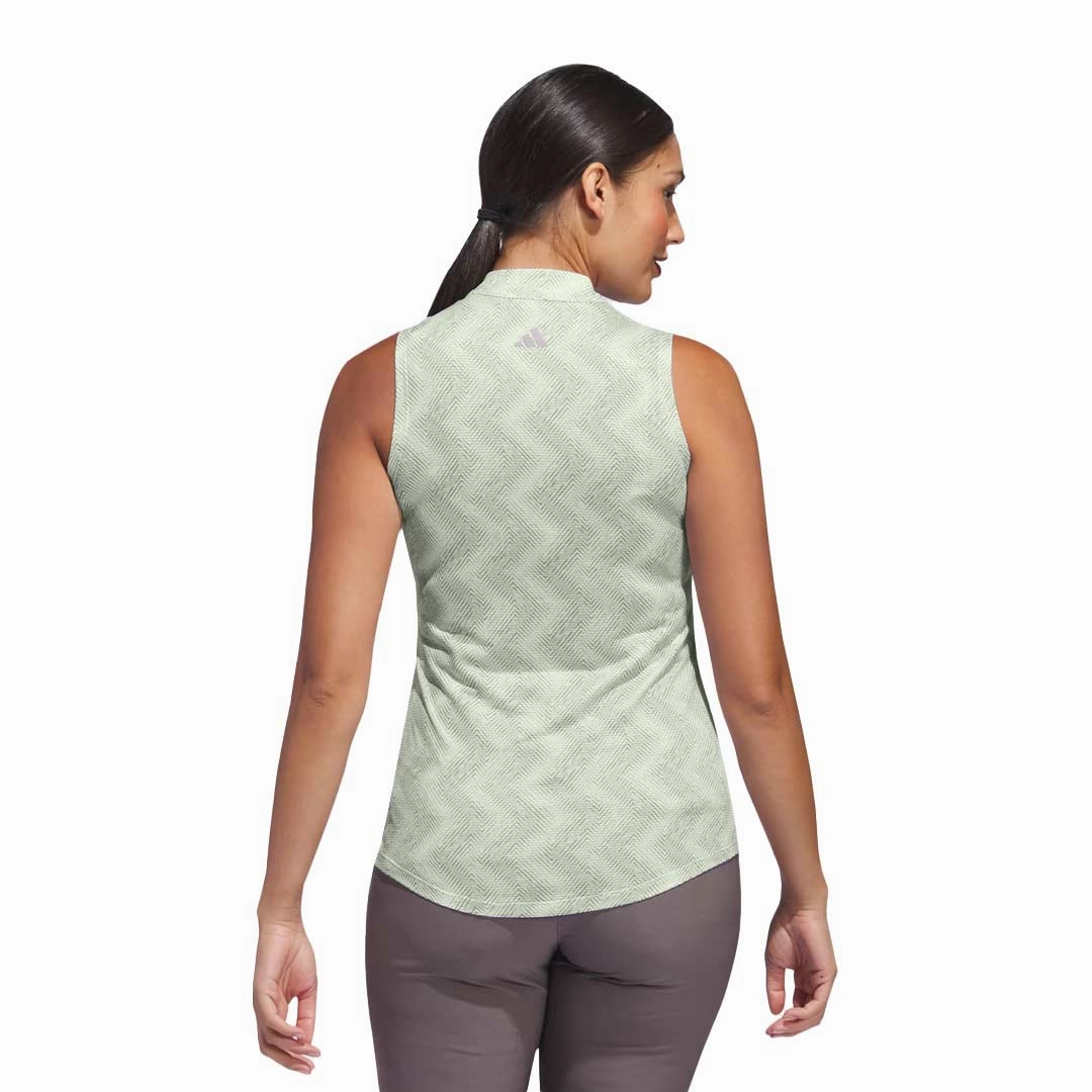 adidas - Women's Ultimate365 Ottoman Printed Sleeveless Polo (IP8689) Athletic Performance Anti Slip Hem Guard