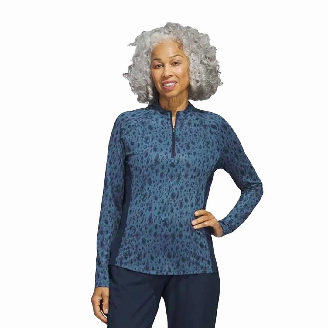 Reflective Detail Running Style adidas - Women's Ultimate365 Printed 1/4 Zip Mock-Neck Long Sleeve Polo (HN5827)