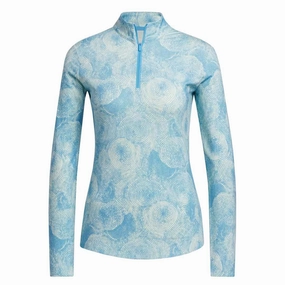 adidas - Women's Ultimate365 Printed 1/4 Zip Mock-Neck Long Sleeve Polo (IP4257) Motion Boost Outdoor Comfort
