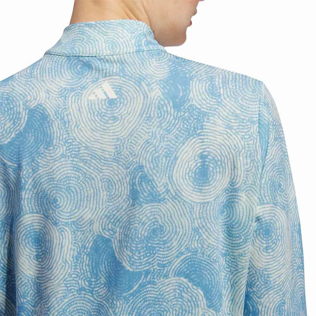adidas - Women's Ultimate365 Printed 1/4 Zip Mock-Neck Long Sleeve Polo (IP4257) Elasticized Cuffs