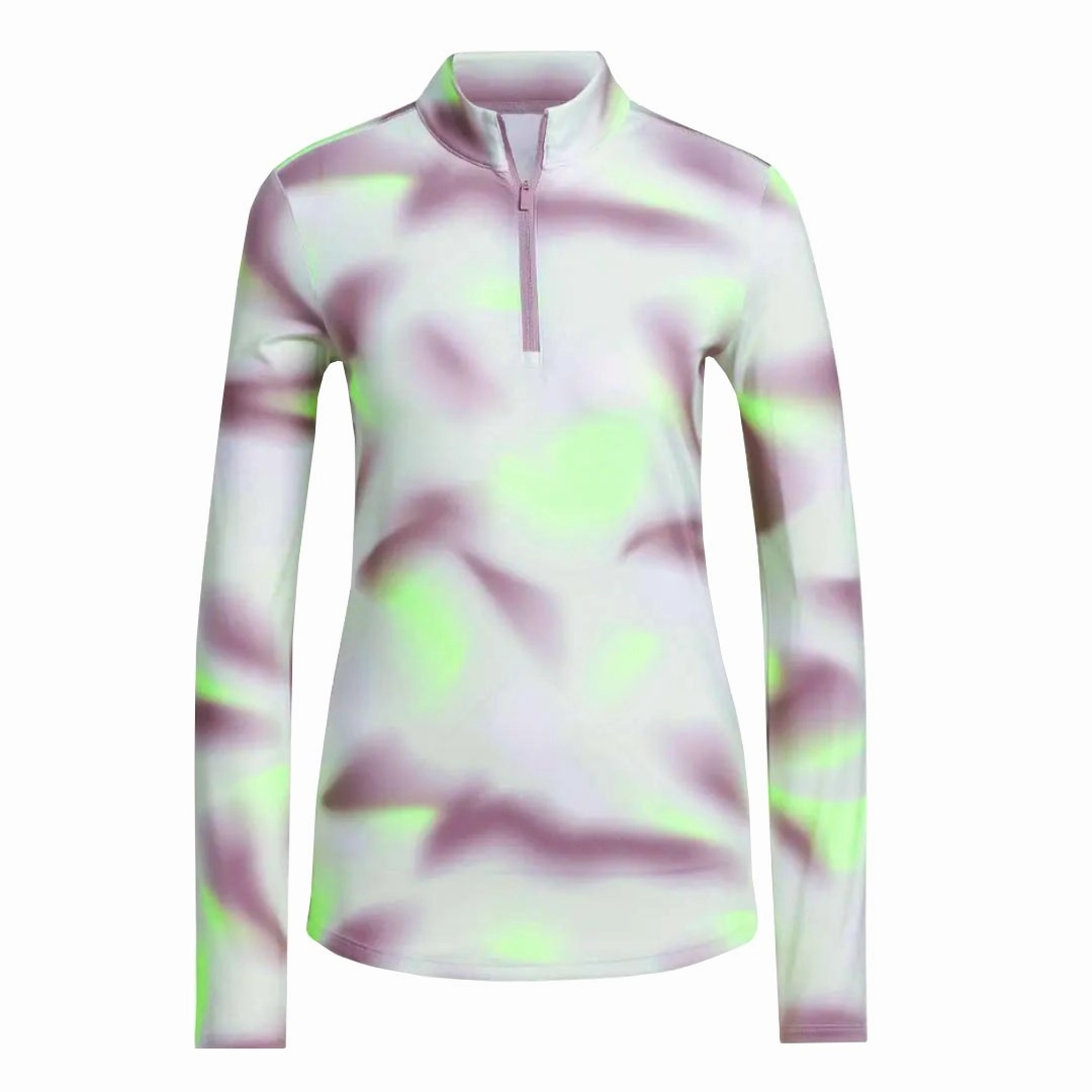 adidas - Women's Ultimate365 Printed 1/4 Zip Mock-Neck Long Sleeve Polo (IP4258) Air Mesh