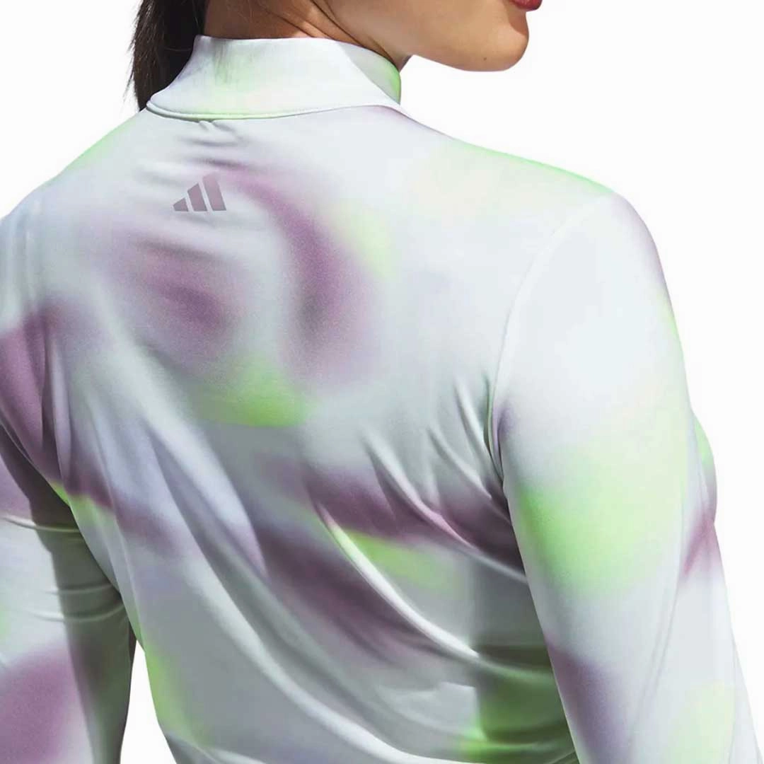 adidas - Women's Ultimate365 Printed 1/4 Zip Mock-Neck Long Sleeve Polo (IP4258) High Durability Weave