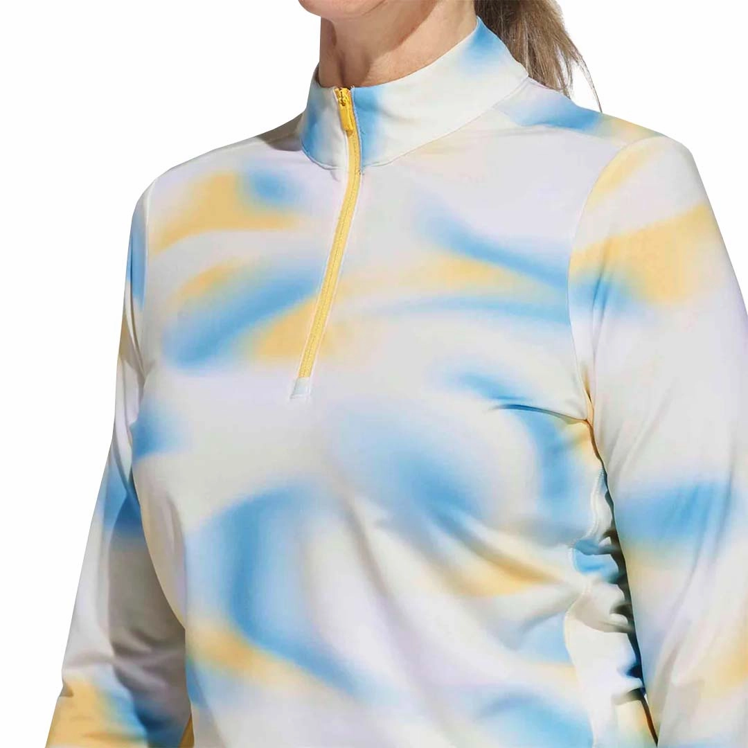 Friction control adidas - Women's Ultimate365 Printed 1/4 Zip Mock-Neck Long Sleeve Polo (IP4259)