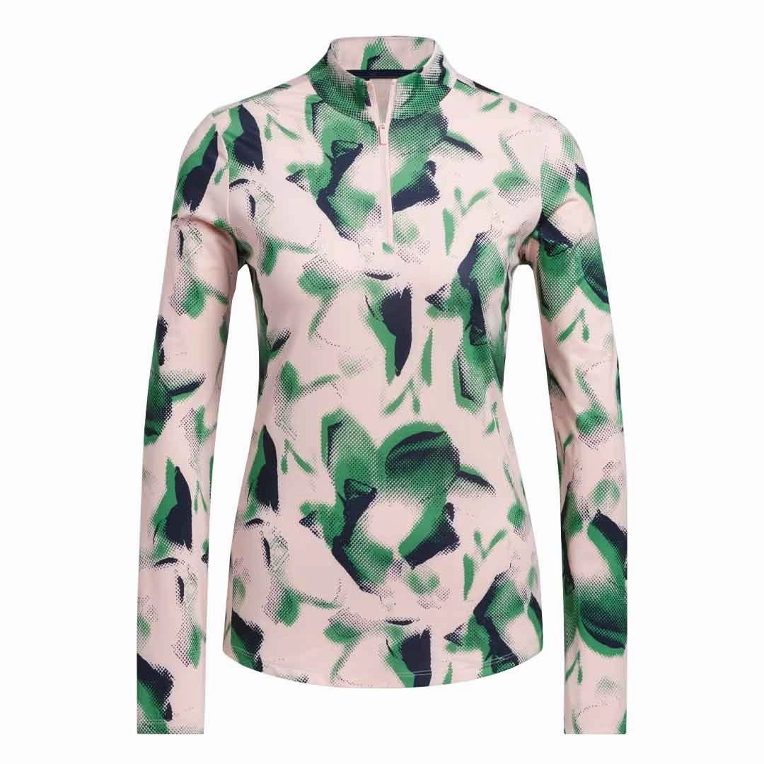 Unisex Fit adidas - Women's Ultimate365 Printed 1/4 Zip Mock-Neck Long Sleeve Polo (IS9729)