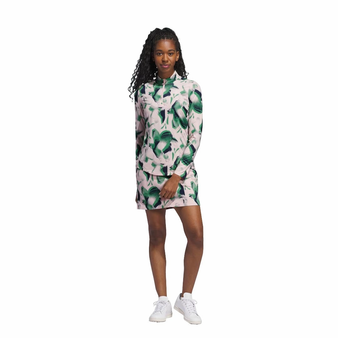 adidas - Women's Ultimate365 Printed 1/4 Zip Mock-Neck Long Sleeve Polo (IS9729) Quick Release Fastening