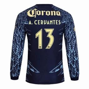 adidas A. Cervantes Club Am??rica 25/26 Away Long Sleeve Jersey (Blue) Fresh Comfort Sporty Outfit