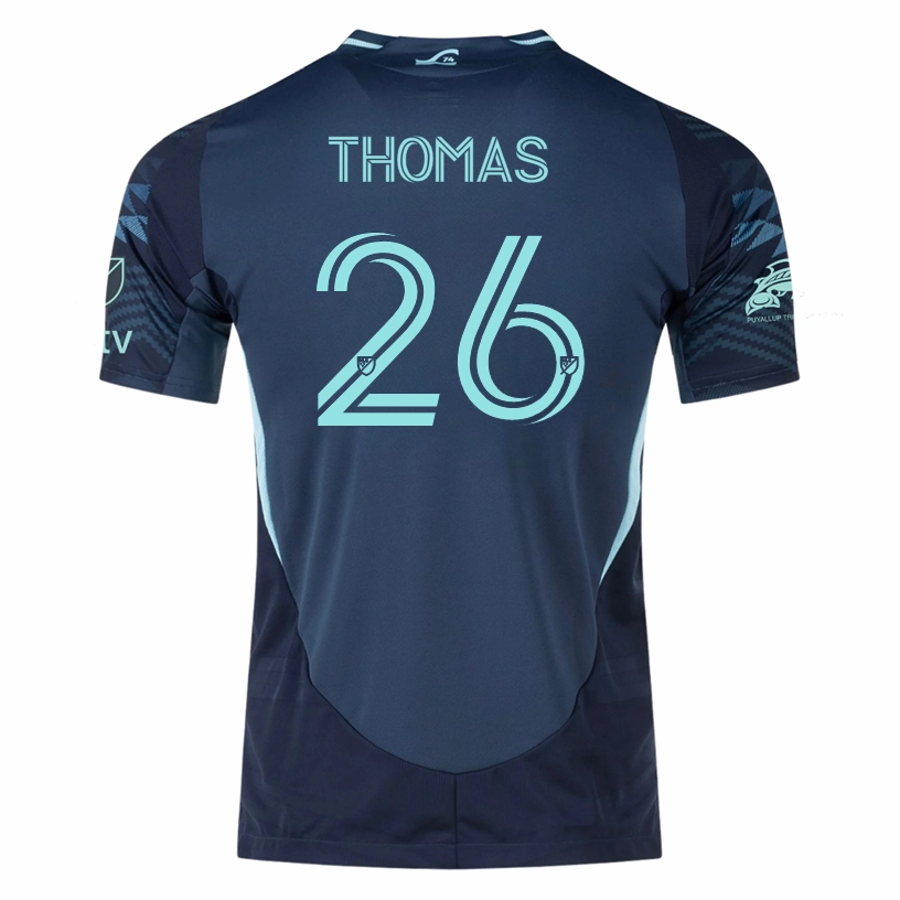 Workout Session 3D Knit Seamless Pattern adidas A. Thomas Seattle Sounders Authentic Away Jersey 25/26 w/ MLS Patches & Sponsor (Aura Ink)