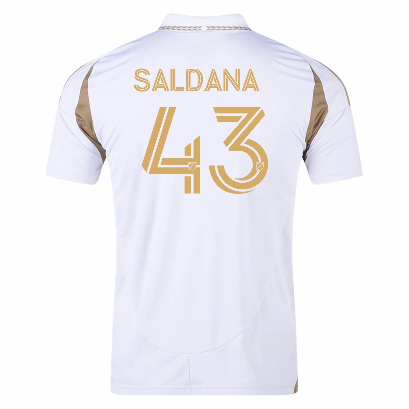 adidas Adam Salda?a LAFC Away Jersey 25/26 (White/Gold) Slub Yarn Texture Durable Moisture Management