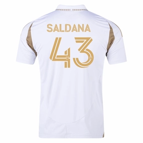 adidas Adam Salda?a LAFC Away Jersey 25/26 (White/Gold) Slub Yarn Texture Durable Moisture Management