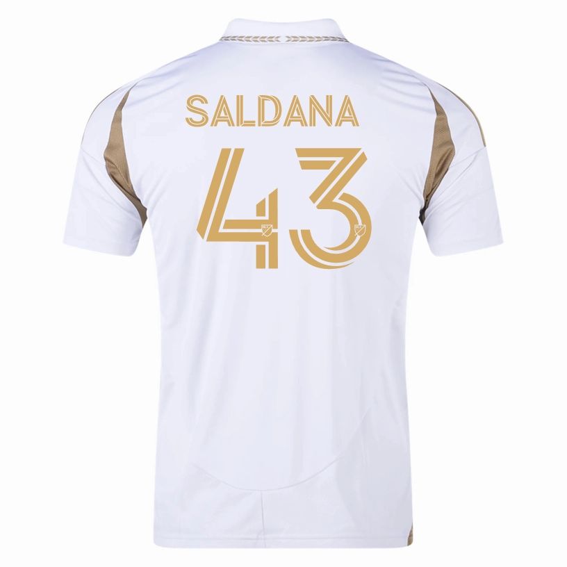 adidas Adam Salda?a LAFC Away Jersey 25/26 (White/Gold) Multi Panel Construction Durable Polyester Blend