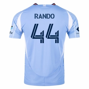 adidas Alex Rando New York City FC Authentic Home Jersey 25/26 w/ MLS Patches (Bahia Light Blue) Chafe Free