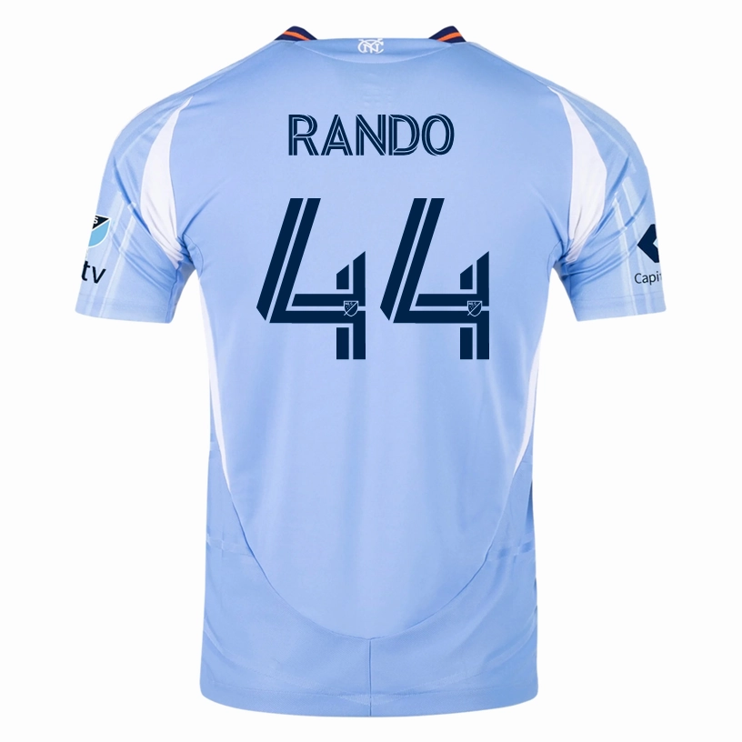 adidas Alex Rando New York City FC Authentic Home Jersey 25/26 w/ MLS Patches (Bahia Light Blue) Chafe Free