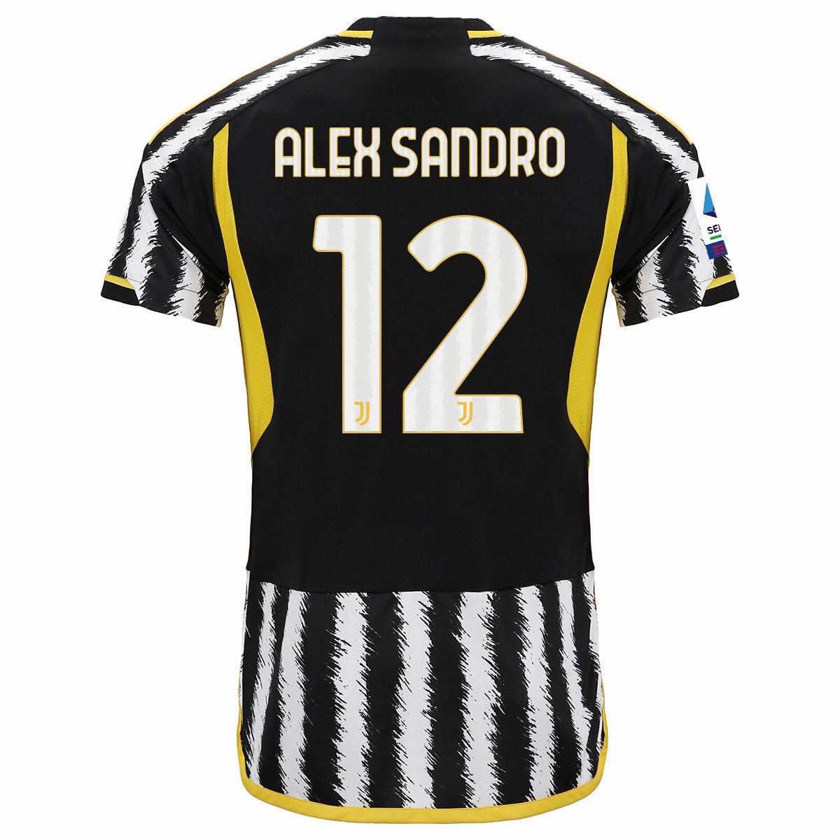 anti static coating Reflective Safety Detailing adidas Alex Sandro Juventus Home Jersey w/ Serie A Patch 23/24 (Black/White)