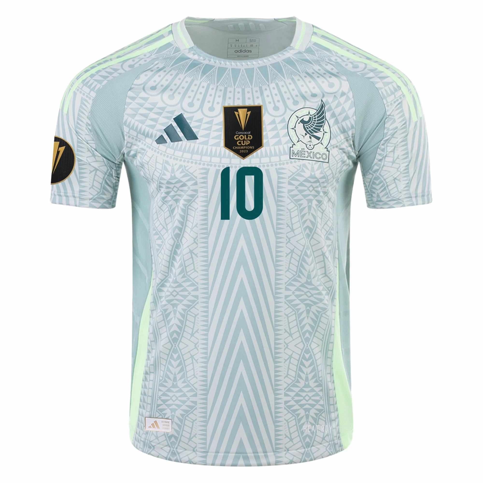 Directional Vent Patterns Fitness Look adidas Alexis Vega Mexico Authentic Away Jersey 24/25 w/ Gold Cup 2025 Patches (Linen Green)