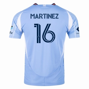 adidas Alonso Mart??nez New York City FC Authentic Home Jersey 25/26 w/ MLS Patches (Bahia Light Blue) Non Restrictive Movement Non Irritating Fabric