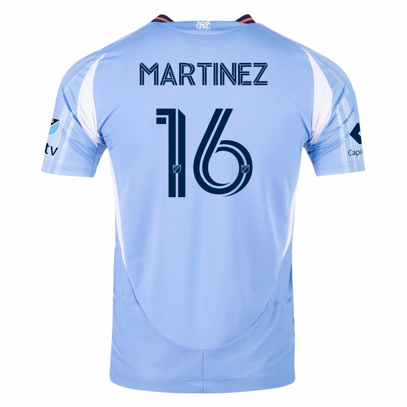 adidas Alonso Mart??nez New York City FC Authentic Home Jersey 25/26 w/ MLS Patches (Bahia Light Blue) Non Restrictive Movement Non Irritating Fabric