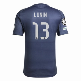 Thermal regulation adidas Andriy Lunin Real Madrid Authentic Away Jersey 25/26 w/ Champions League Patches (Legend Ink)
