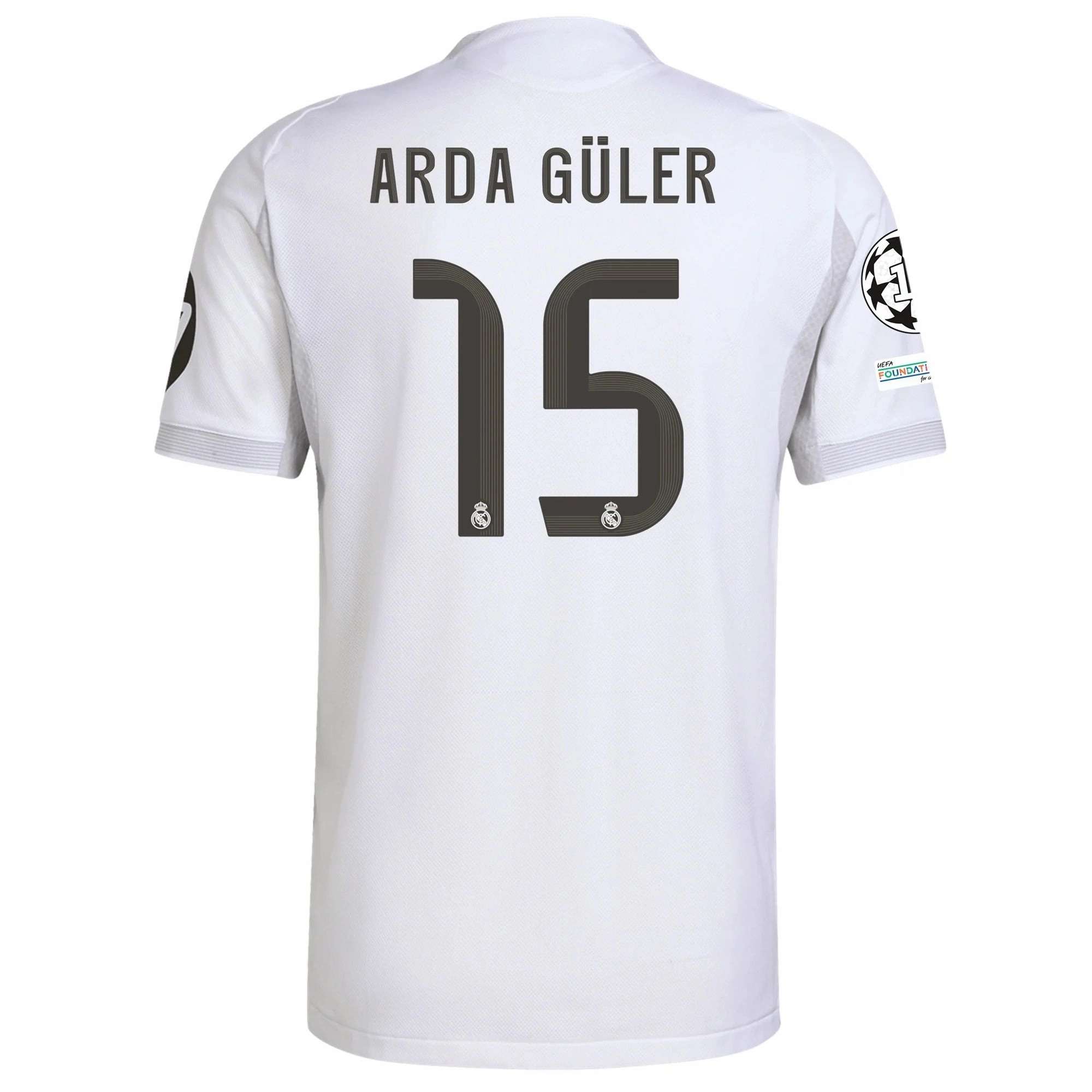 adidas Arda Guler Real Madrid Authentic Home Jersey 25/26 w/ Champions League Patches (White) subtle style