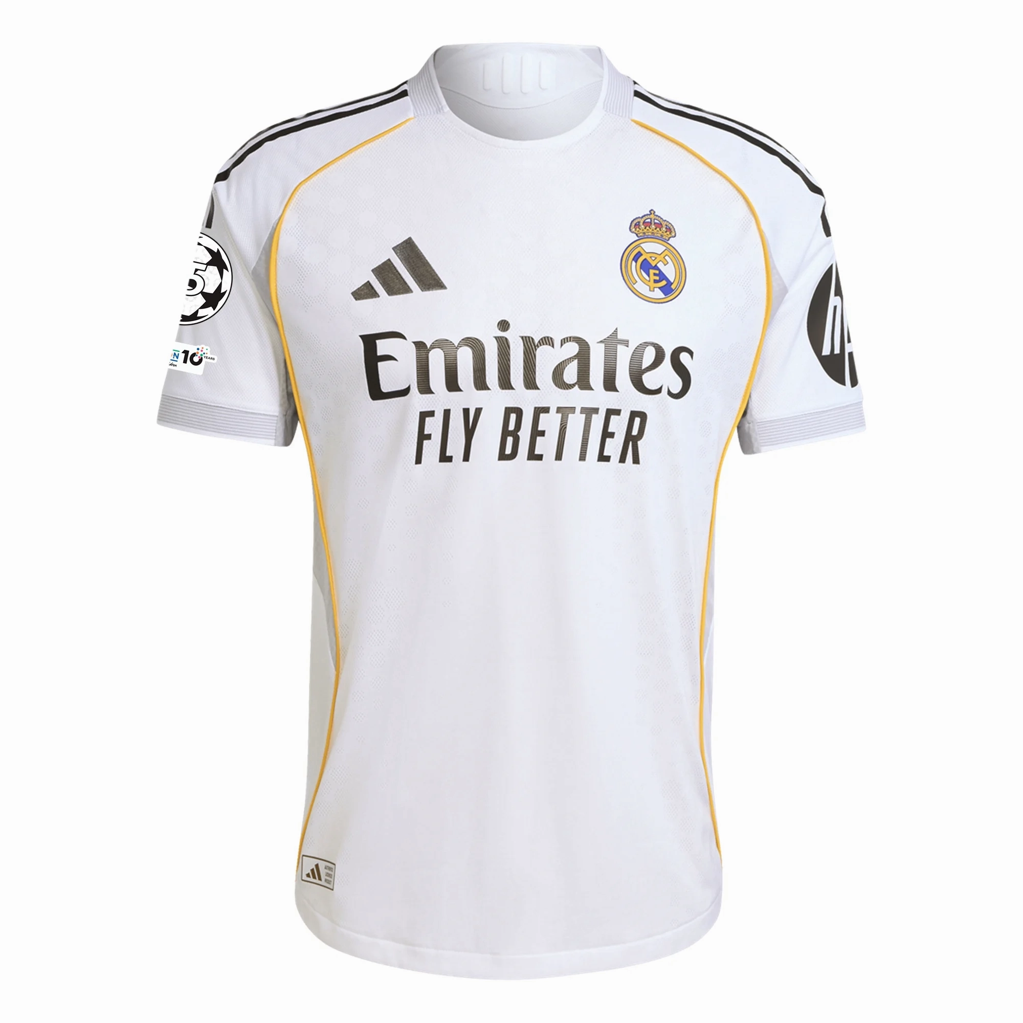 adidas Arda Guler Real Madrid Authentic Home Jersey 25/26 w/ Champions League Patches (White) Rapid Dry Eco Conscious Dye Process