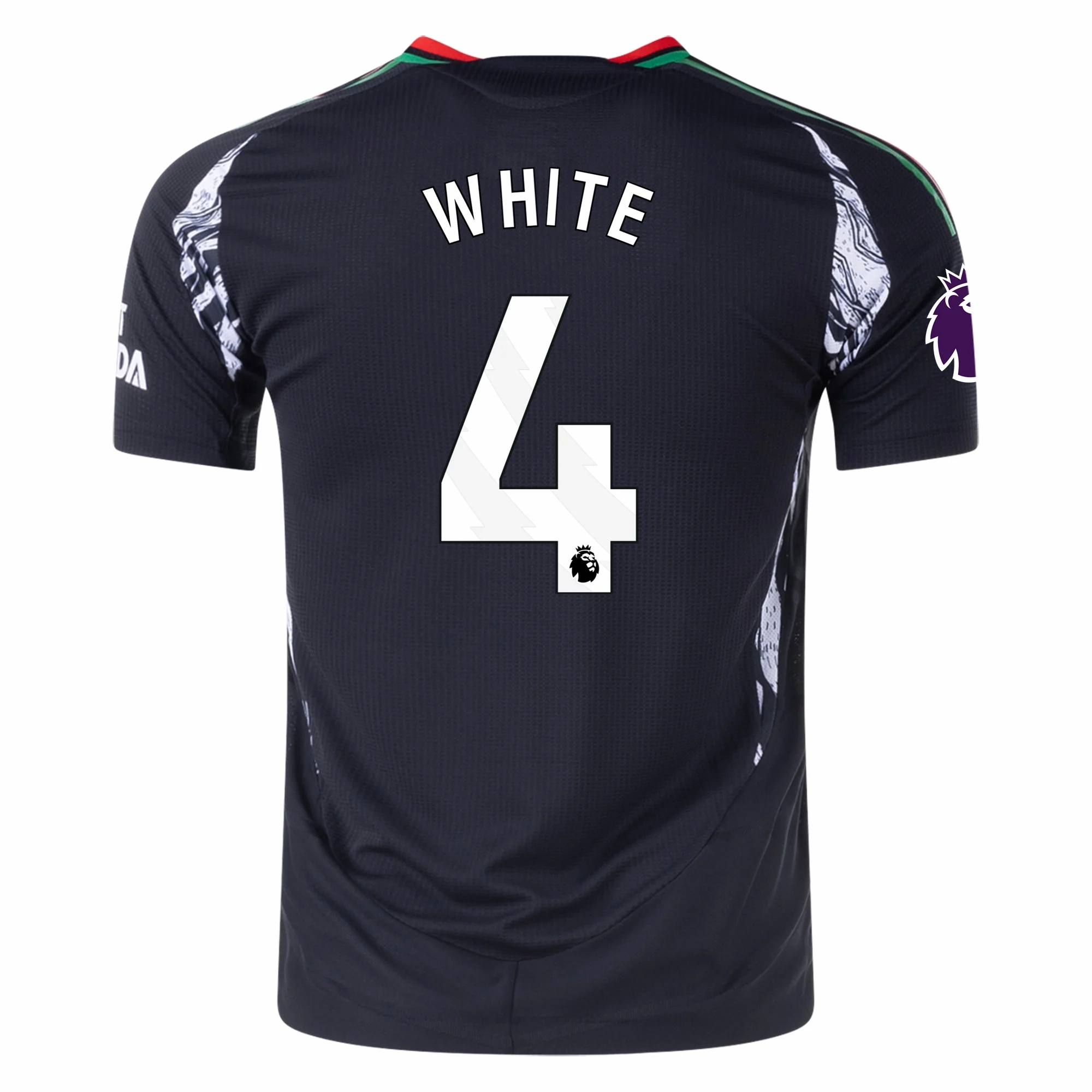 adidas Arsenal Authentic Ben White Away Jersey w/ EPL Patch 24/25 (Black) Sport Flex Moisture wicking