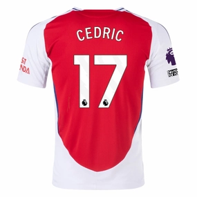 adidas Arsenal Authentic C??dric Soares Home Jersey w/ EPL   No Room For Racism Patches 24/25 (Better Scarlet/White) Sublimated Design Smooth Silicone Gripper