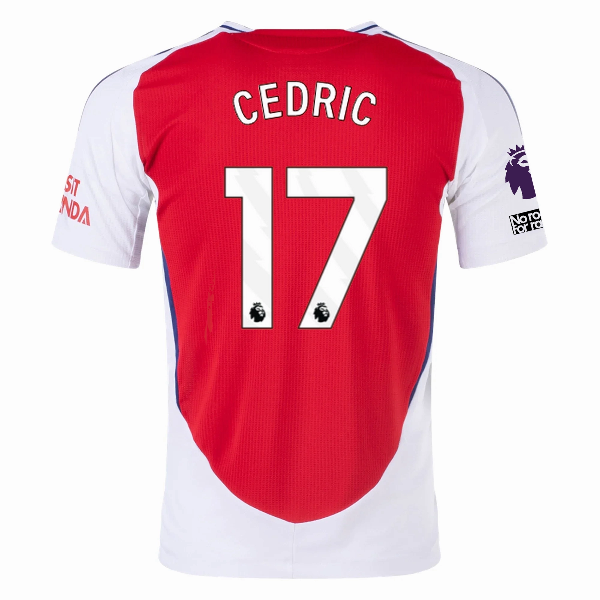 adidas Arsenal Authentic C??dric Soares Home Jersey w/ EPL   No Room For Racism Patches 24/25 (Better Scarlet/White) Sublimated Design Smooth Silicone Gripper