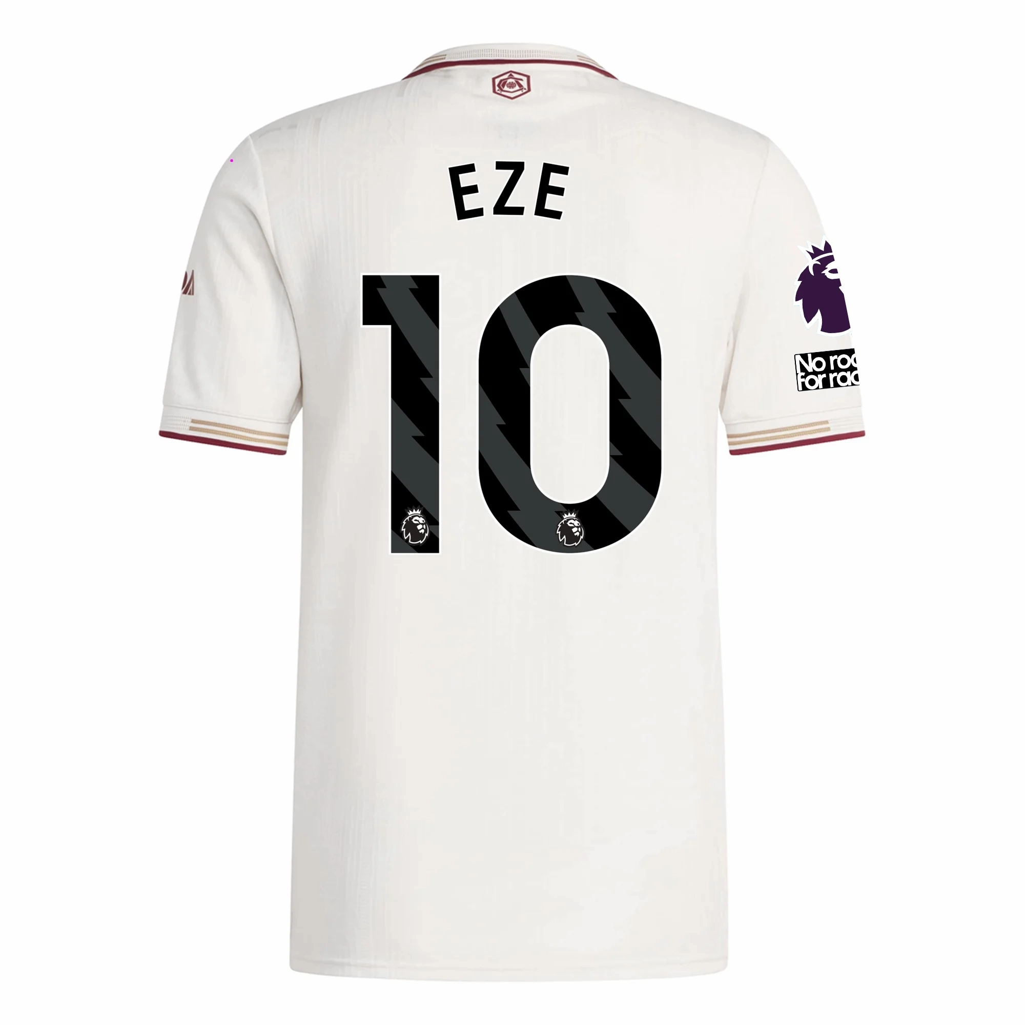 All-Purpose Gear Casual Fit adidas Arsenal Authentic Eberechi Eze Third Jersey w/ EPL   No Room For Racism Patches 25/26 (White/Burgundy)