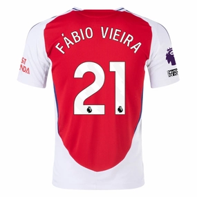 adidas Arsenal Authentic F??bio Vieira Home Jersey w/ EPL   No Room For Racism Patches 24/25 (Better Scarlet/White) Temperature Regulating Lining Mesh Detail