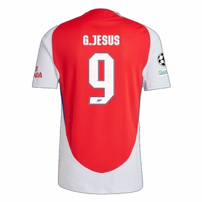 Seam Free Underarm Venting adidas Arsenal Authentic Gabriel Jesus Home Jersey w/ Champions League Patches 24/25 (Better Scarlet/White)