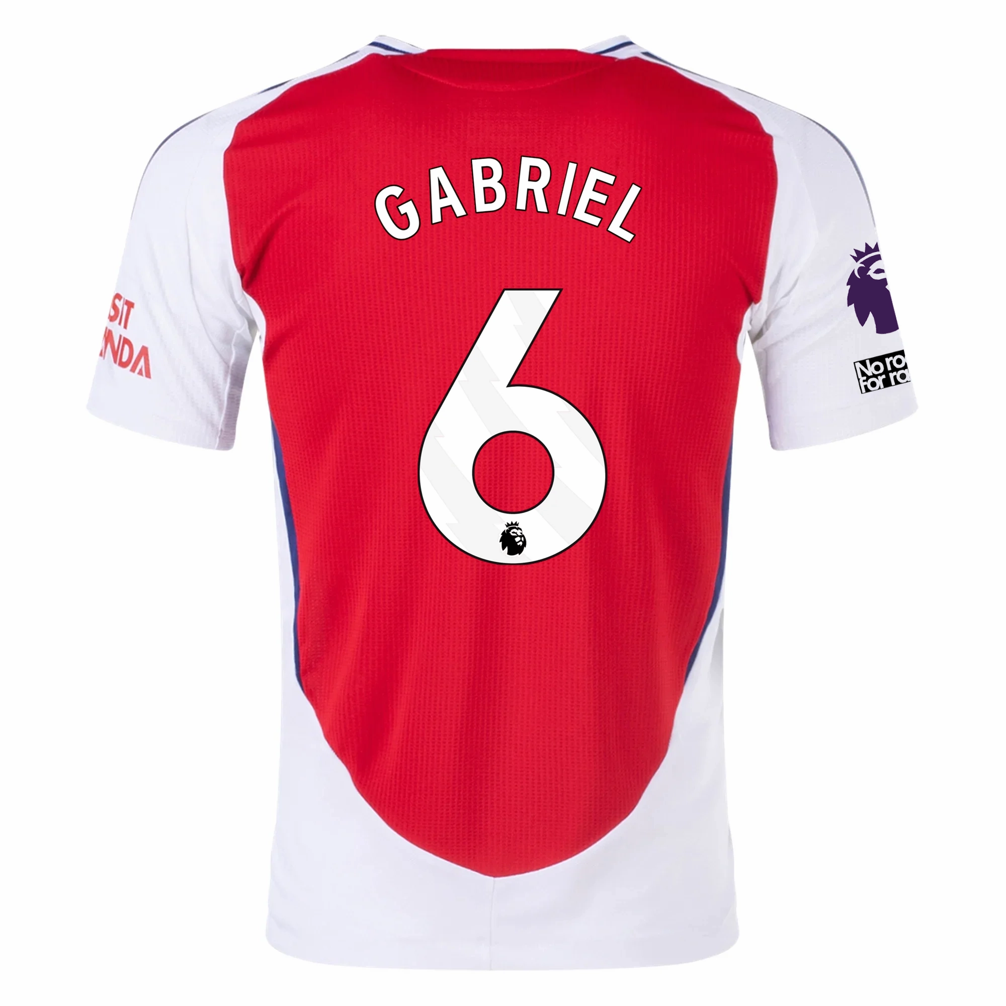 adidas Arsenal Authentic Gabriel Magalh?es Home Jersey w/ EPL   No Room For Racism Patches 24/25 (Better Scarlet/White) Athletic Day Enhanced Durability Reinforcement