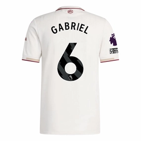 Performance Driven Design adidas Arsenal Authentic Gabriel Third Jersey w/ EPL   No Room For Racism Patches 25/26 (White/Burgundy)