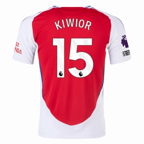 Ultra Soft Feel Dynamic Style adidas Arsenal Authentic Jakub Kiwior Home Jersey w/ EPL   No Room For Racism Patches 24/25 (Better Scarlet/White)