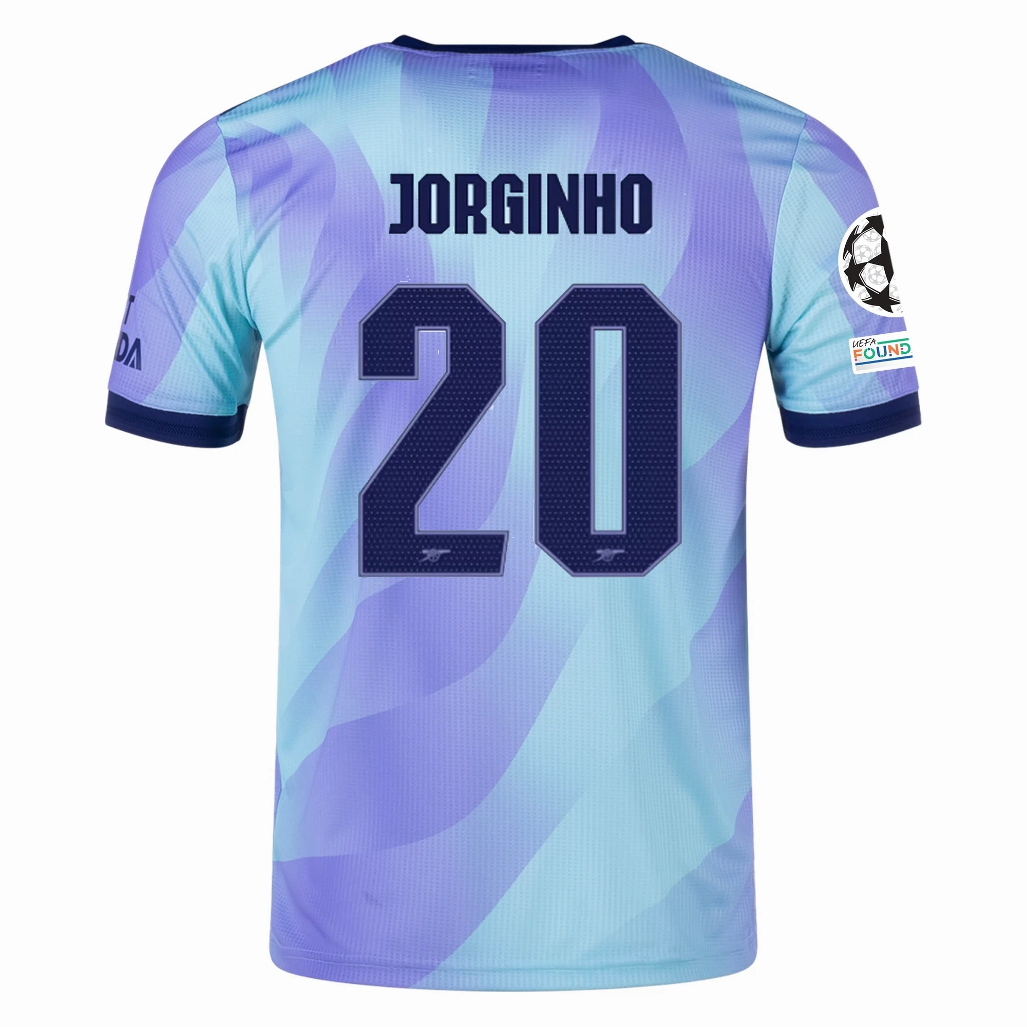 Low Bulk Construction adidas Arsenal Authentic Jorginho Third Jersey w/ Champions League Patches 24/25 (Clear Aqua/Light Flash Purple)