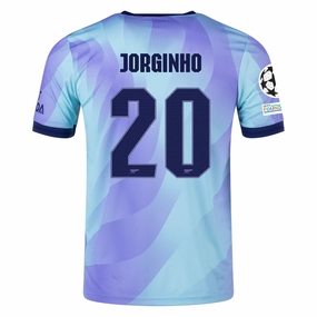 Temperature Regulating Technology adidas Arsenal Authentic Jorginho Third Jersey w/ Champions League Patches 24/25 (Clear Aqua/Light Flash Purple)