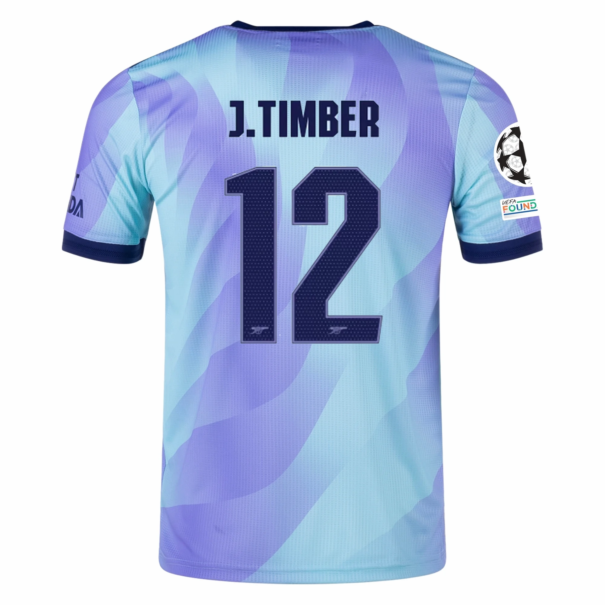 Motion Gear Energy Boost adidas Arsenal Authentic Jurrien Timber Third Jersey w/ Champions League Patches 24/25 (Clear Aqua/Light Flash Purple)