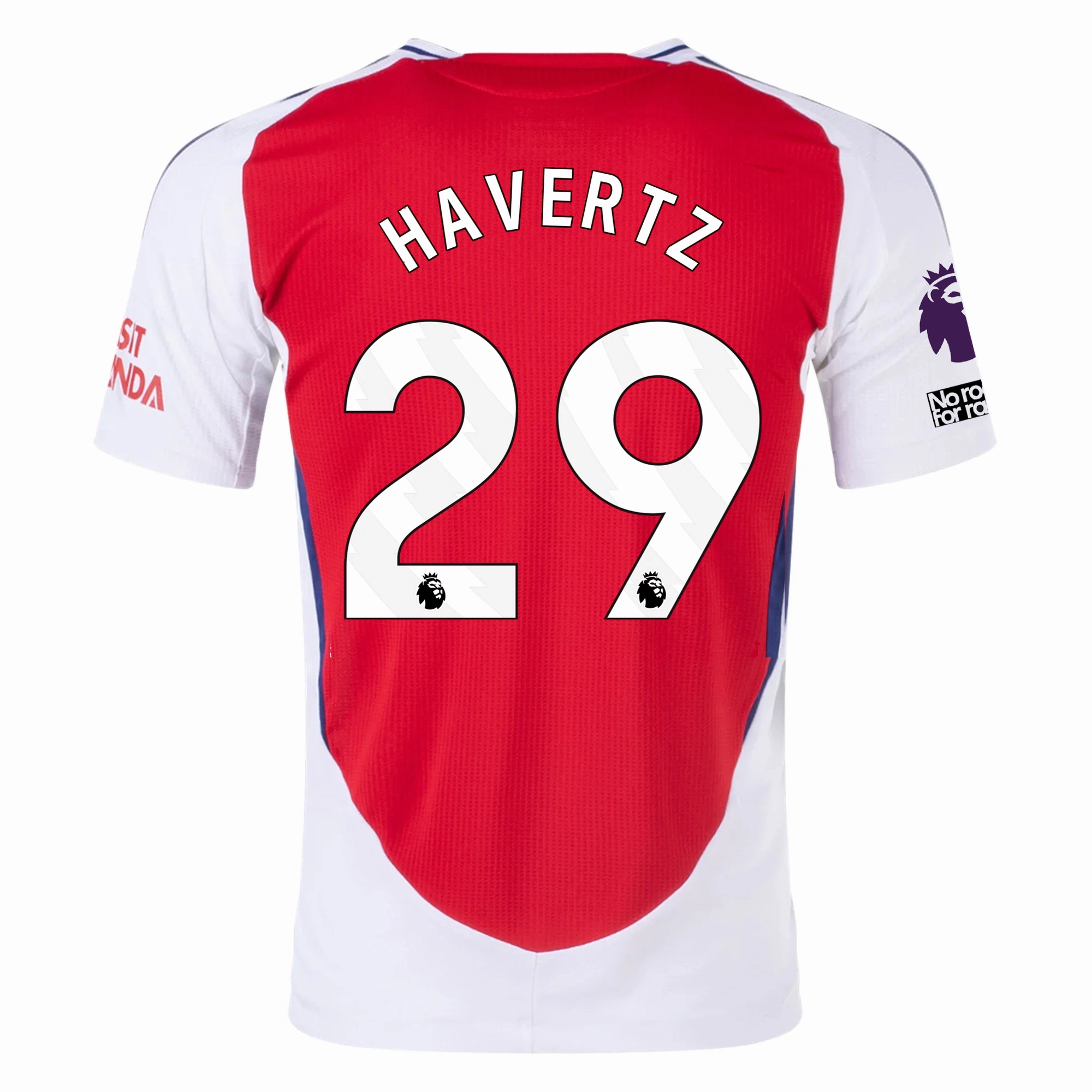 adidas Arsenal Authentic Kai Havertz Home Jersey w/ EPL   No Room For Racism Patches 24/25 (Better Scarlet/White) Oversized Silhouette Colorfast Dye Process