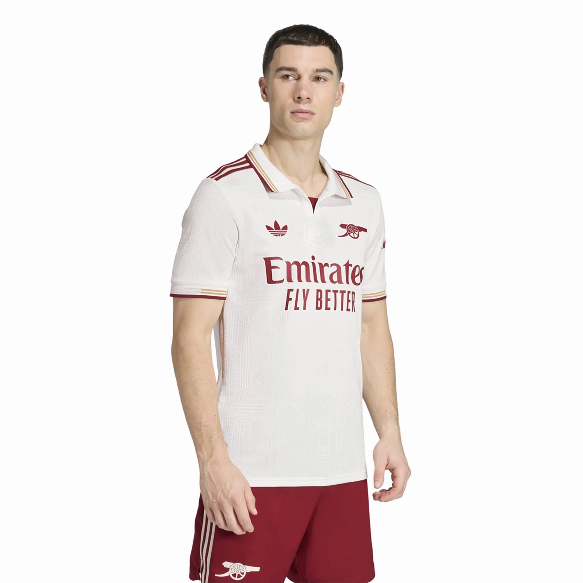 adidas Arsenal Authentic Kai Havertz Third Jersey w/ EPL   No Room For Racism Patches 25/26 (White/Burgundy) Flexible Neckline