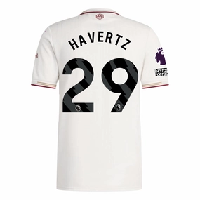 adidas Arsenal Authentic Kai Havertz Third Jersey w/ EPL   No Room For Racism Patches 25/26 (White/Burgundy) Durable Double Needle Hem Advanced Sweat Wicking