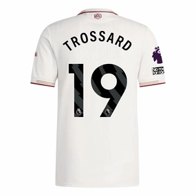 adidas Arsenal Authentic Leandro Trossard Third Jersey w/ EPL   No Room For Racism Patches 25/26 (White/Burgundy) Bonded Seamless