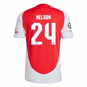 adidas Arsenal Authentic Reiss Nelson Home Jersey w/ Champions League Patches 24/25 (Better Scarlet/White) Easy Motion