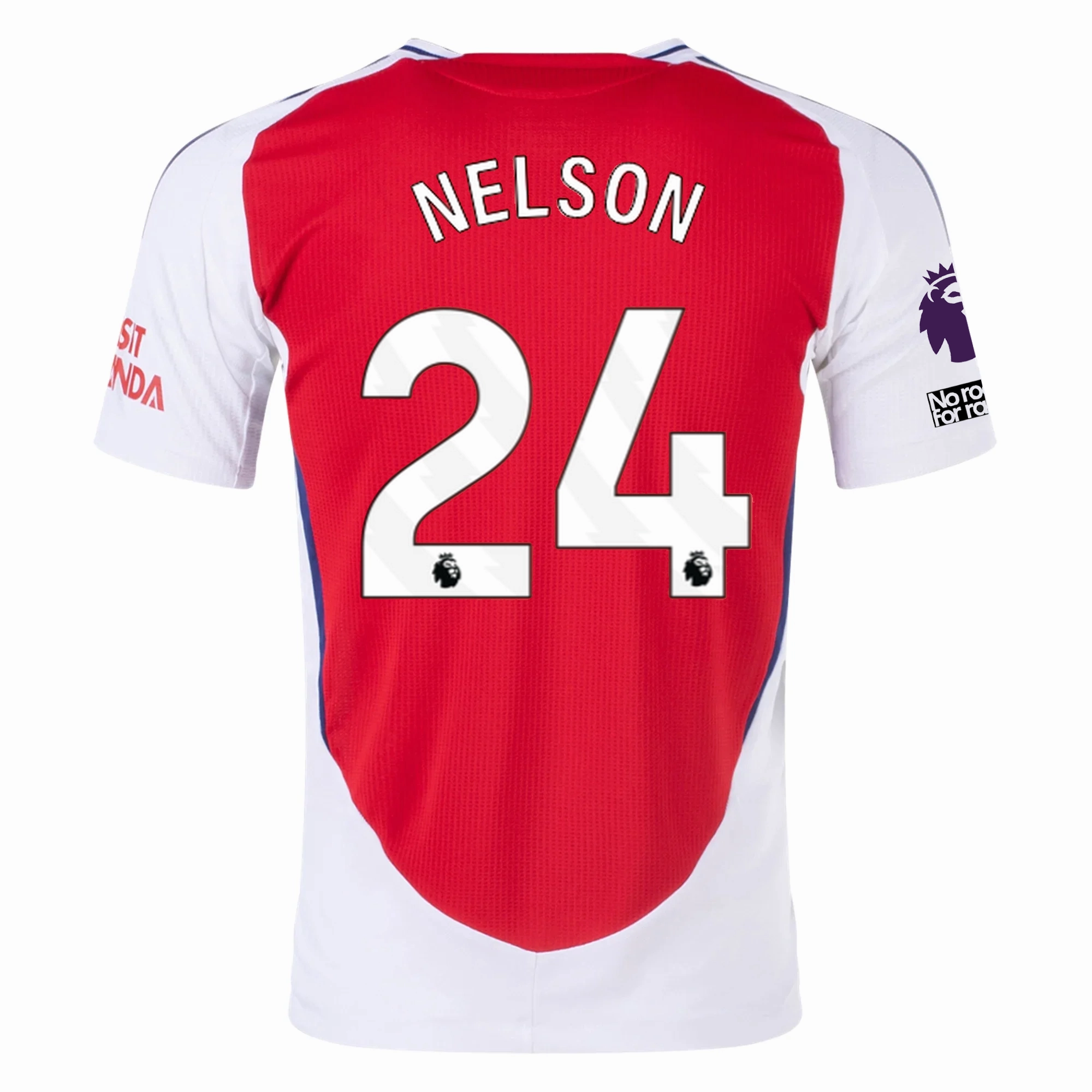 adidas Arsenal Authentic Reiss Nelson Home Jersey w/ EPL   No Room For Racism Patches 24/25 (Better Scarlet/White) Raglan Sleeve Cut