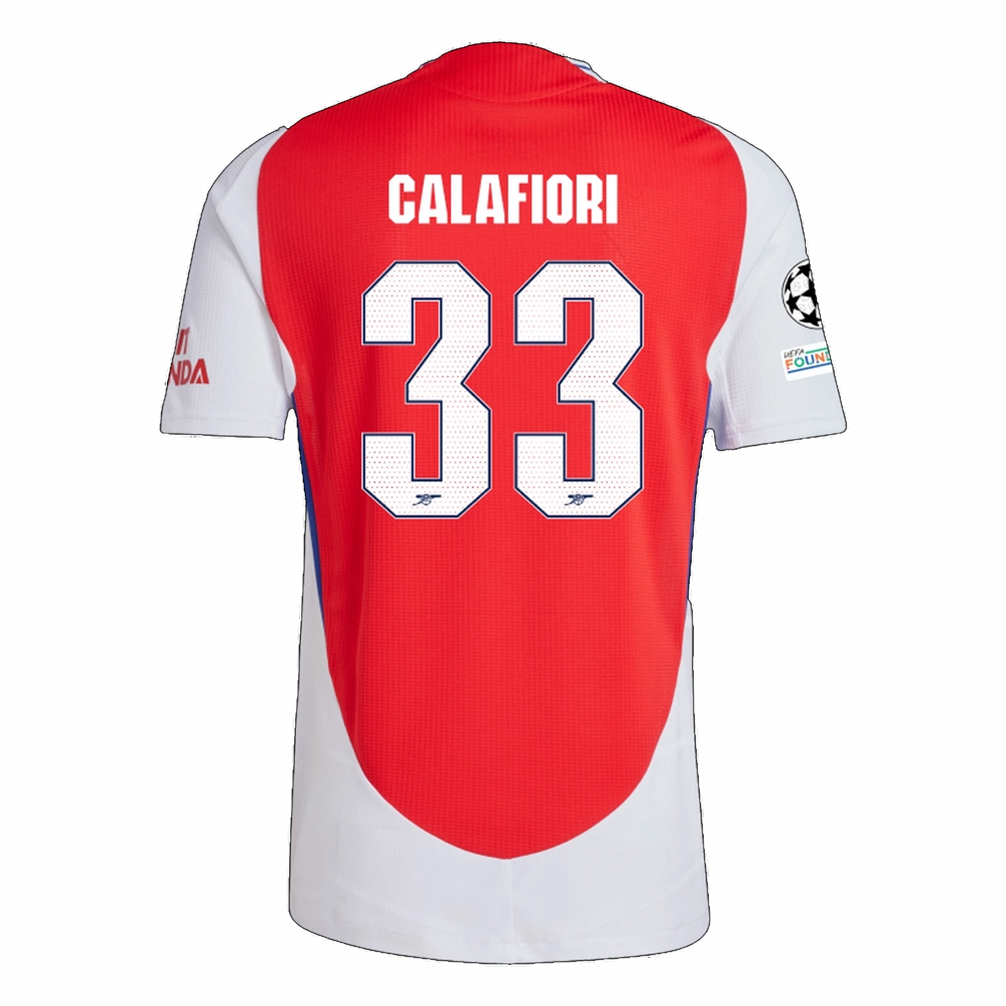 Recycled Polyester Blend adidas Arsenal Authentic Riccardo Calafiori Home Jersey w/ Champions League Patches 24/25 (Better Scarlet/White)
