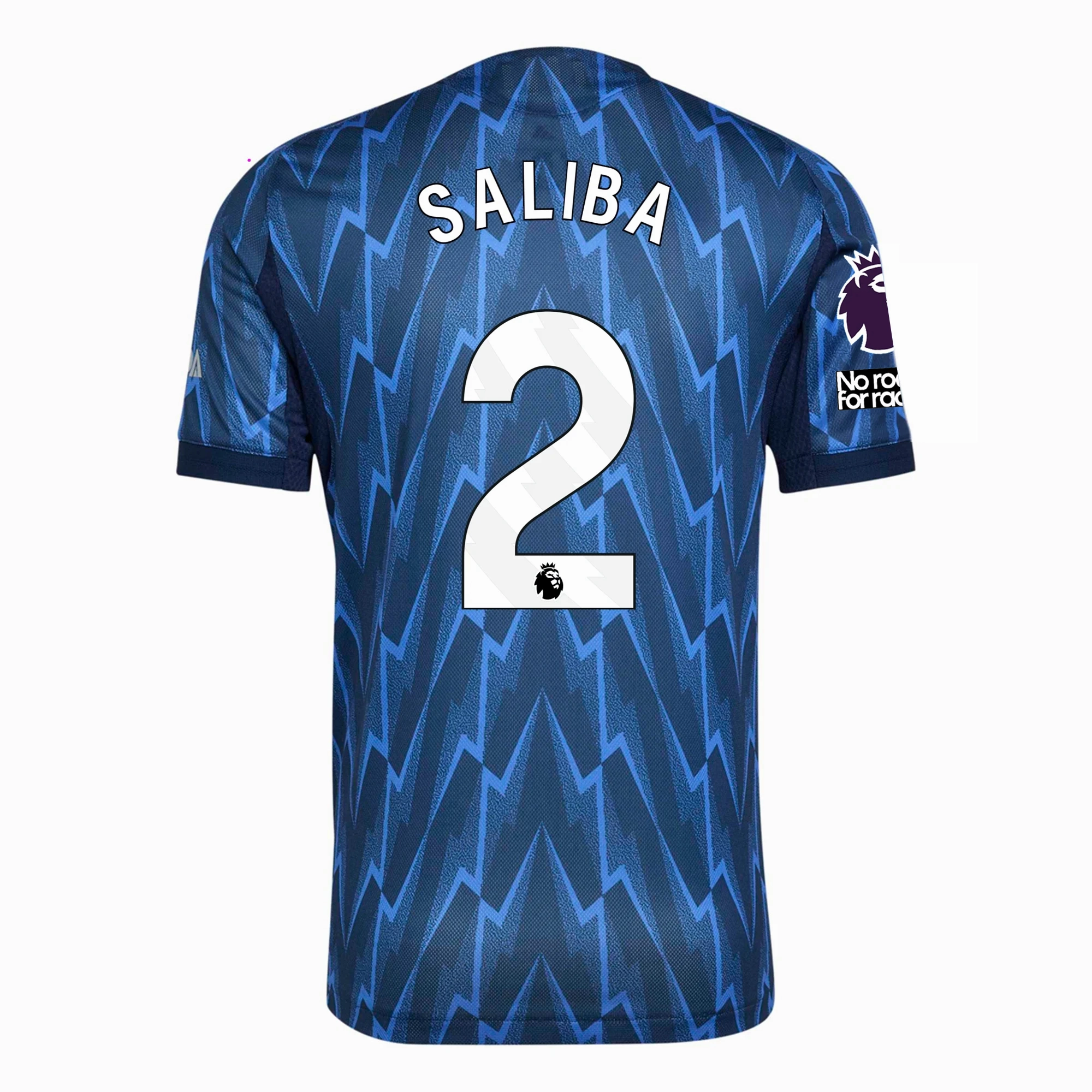 Wrinkle Resistant Weave adidas Arsenal Authentic William Saliba Away Jersey w/ EPL   No Room For Racism 25/26 (Indigo/Silver)