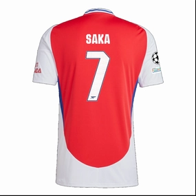 adidas Arsenal Bukayo Saka Home Jersey w/ Champions League Patches 24/25 (Better Scarlet/White) Durable Moisture Management Clean Finish