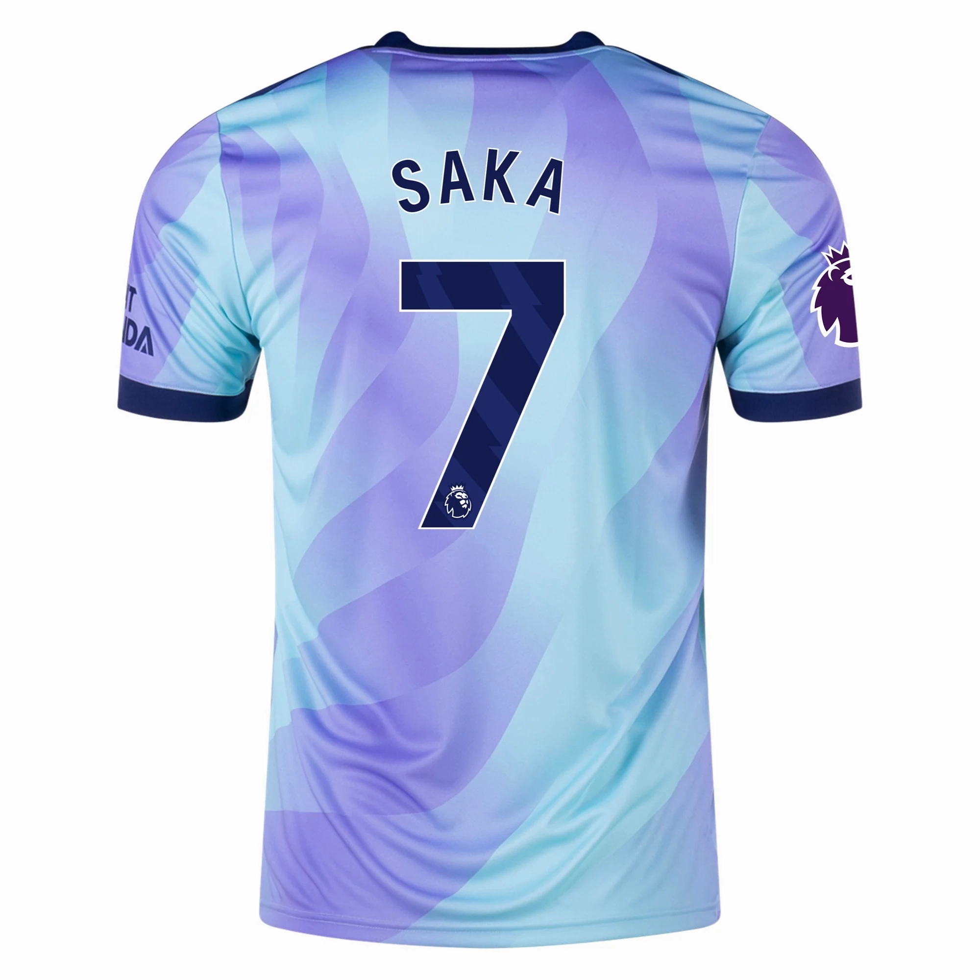Sport Performance Compact Knit Structure adidas Arsenal Bukayo Saka Third Jersey w/ EPL Patch 24/25 (Clear Aqua/Light Flash Purple)