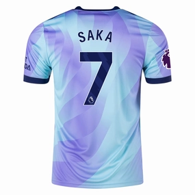 Sport Performance Compact Knit Structure adidas Arsenal Bukayo Saka Third Jersey w/ EPL Patch 24/25 (Clear Aqua/Light Flash Purple)