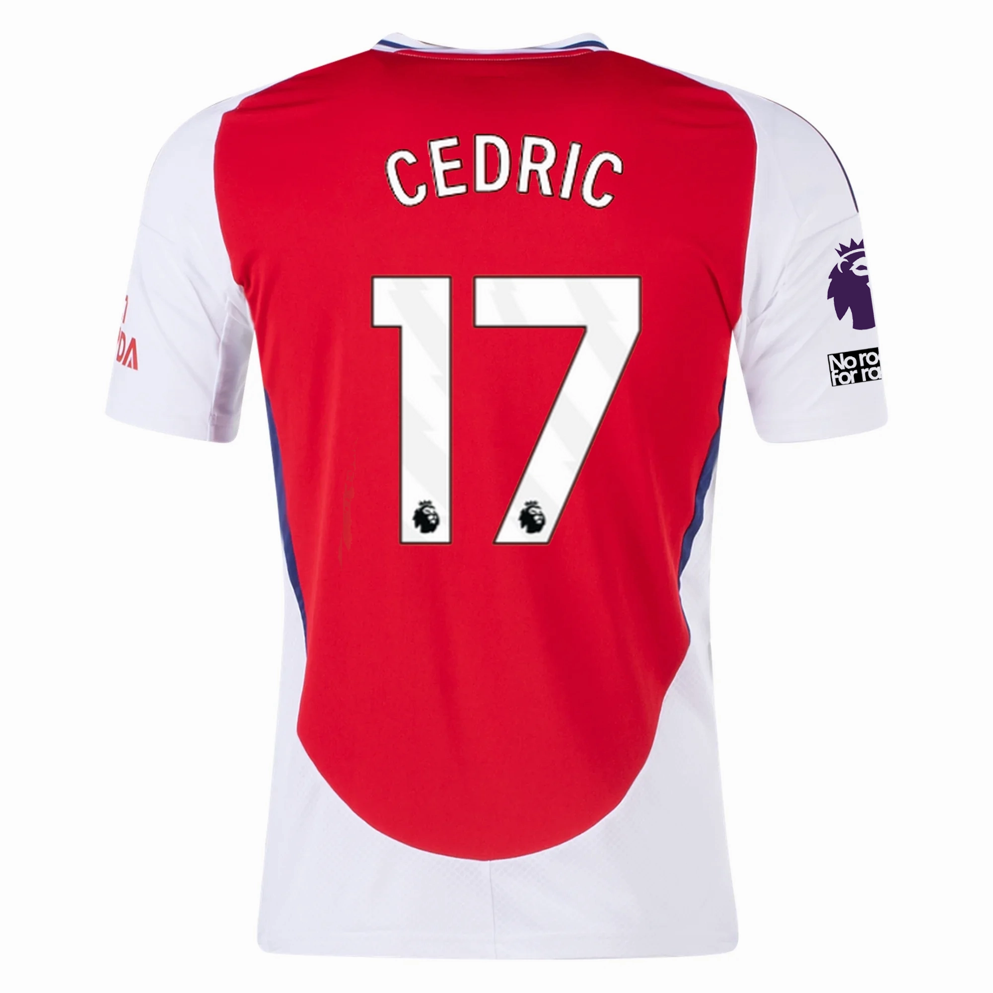 adidas Arsenal C??dric Soares Home Jersey w/ EPL   No Room For Racism Patches 24/25 (Better Scarlet/White) Odor Resistant Fabric
