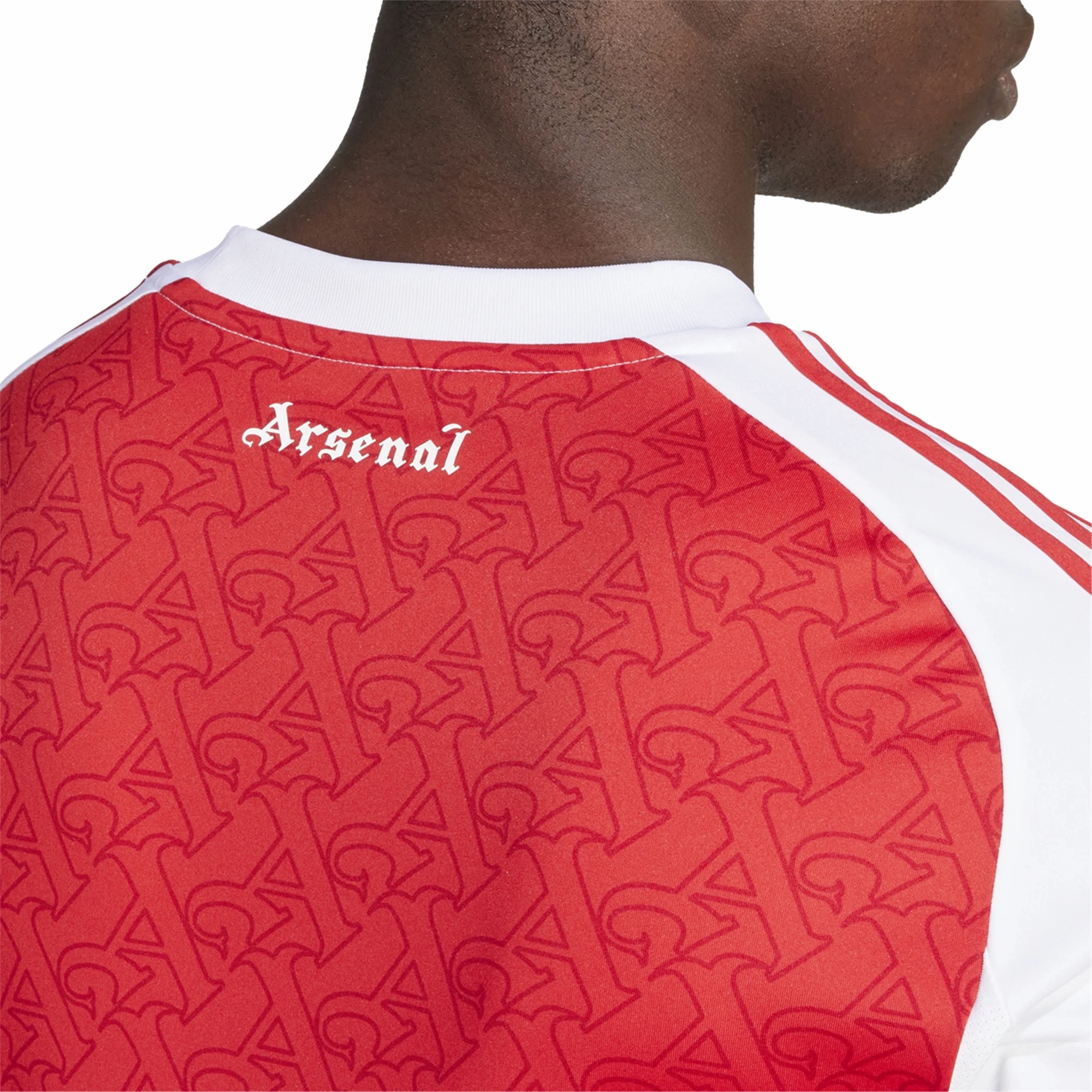 adidas Arsenal Eberechi Eze Home Jersey w/ EPL   No Room For Racism Patches 25/26 (Better Scarlet/White) Athletic Form Colorfast Dye Process