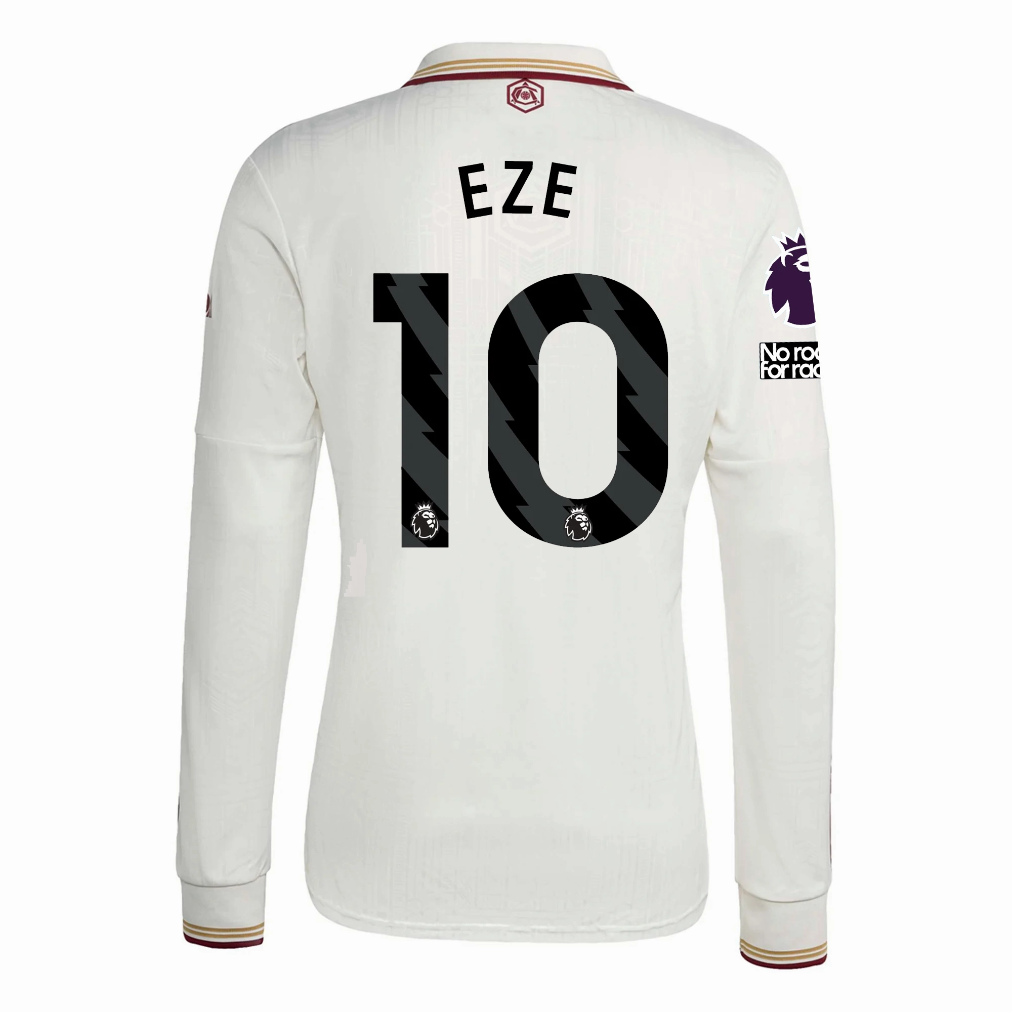 Peak Comfort Light Diffusion Knit adidas Arsenal Eberechi Eze Third Long Sleeve Jersey w/ EPL   No Room For Racism 25/26 (White/Burgundy)